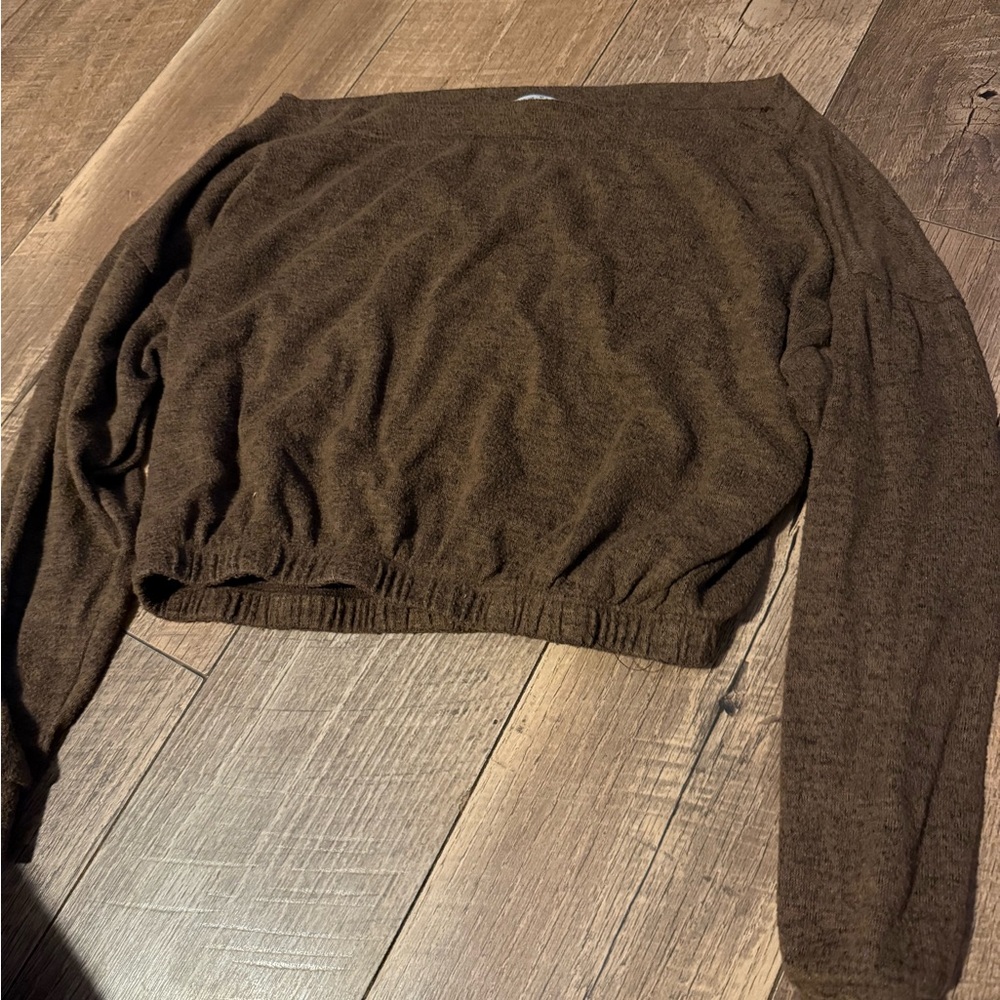 Gaze Brown Off-the-Shoulder Sweater with Relaxed Fit